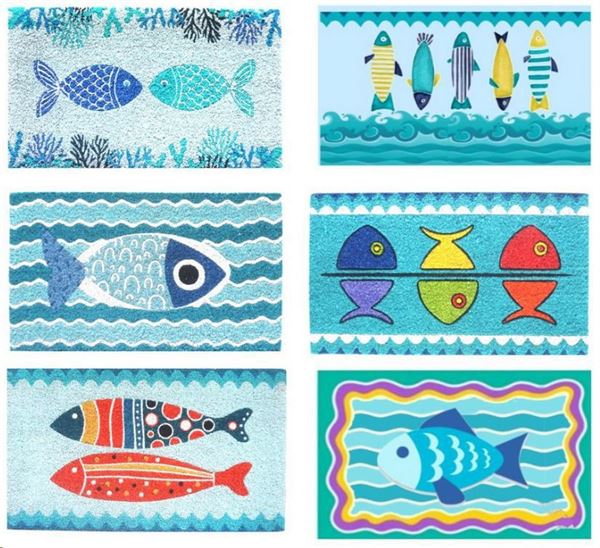 ZERBINO COCCO PESCI FONDO AZZURRO CM.70X40 6 MODELLI ASSORTI