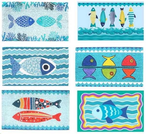ZERBINO COCCO PESCI FONDO AZZURRO CM.70X40 6 MODELLI ASSORTI