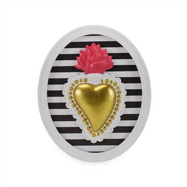 CORNICE TON COEUR OVALE RIGHE CM.22x18 RESINA