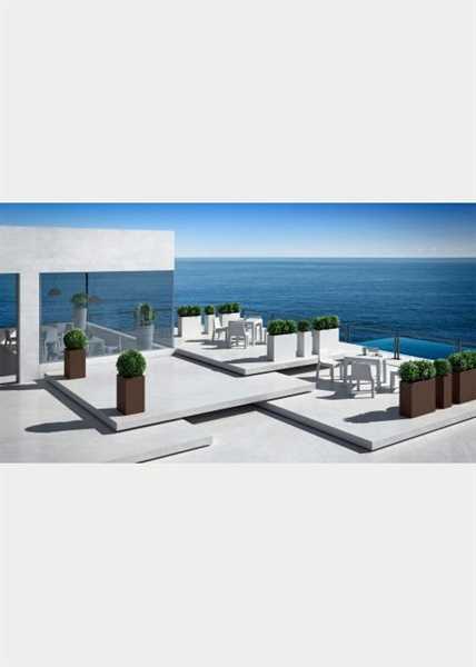 VASO DA ESTERNO QUADRATO KUBE HIGH SLIM BIANCO CM.25x25xH70