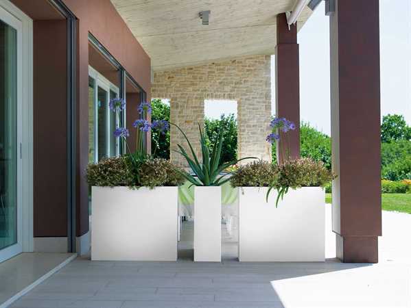 VASO DA ESTERNO QUADRATO KUBE HIGH SLIM RUGGINE CM.25x25xH70