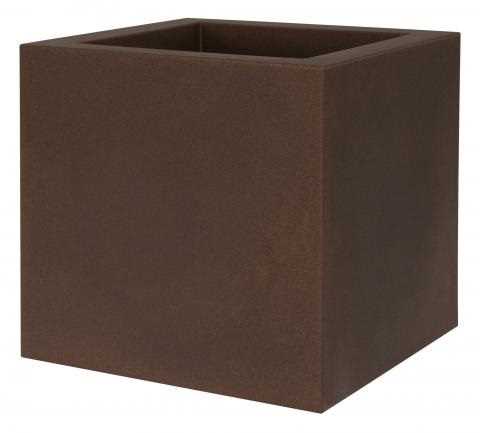 VASO DA ESTERNO IN RESINA QUADRATO KUBE RUGGINE CM.40x40xH40
