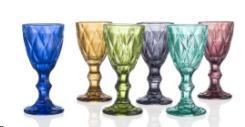 SET LIQUORINO VETRO DIAMANTE COLORI ASSORTITI 6PZ