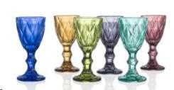 SET LIQUORINO VETRO DIAMANTE COLORI ASSORTITI 6PZ