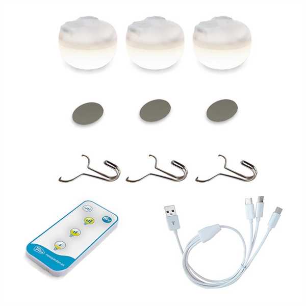 SET 3 LAMPADE PORTATILI MINI CHERRY RICARIC. USB CM.Ø6,5XH6