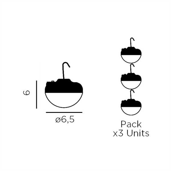 SET 3 LAMPADE PORTATILI MINI CHERRY RICARIC. USB CM.Ø6,5XH6
