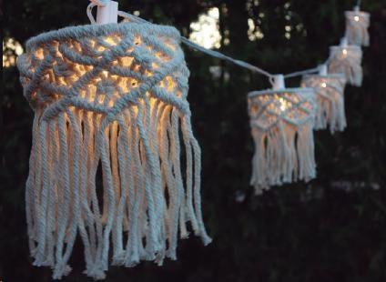 GHIRLANDA LUMINOSA MYKONOS COTONE 8 LUCI CALDE SOLAR+USB 8MT
