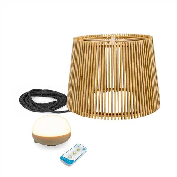 LAMPADARIO BAMBOO OKINAWA CM.Ø39XH28 RICAR. USB BIANCO CALDO