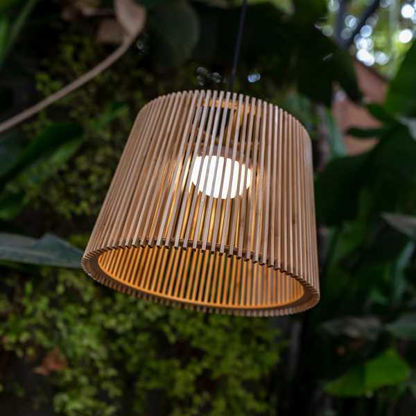 LAMPADARIO BAMBOO OKINAWA CM.Ø39XH28 RICAR. USB BIANCO CALDO