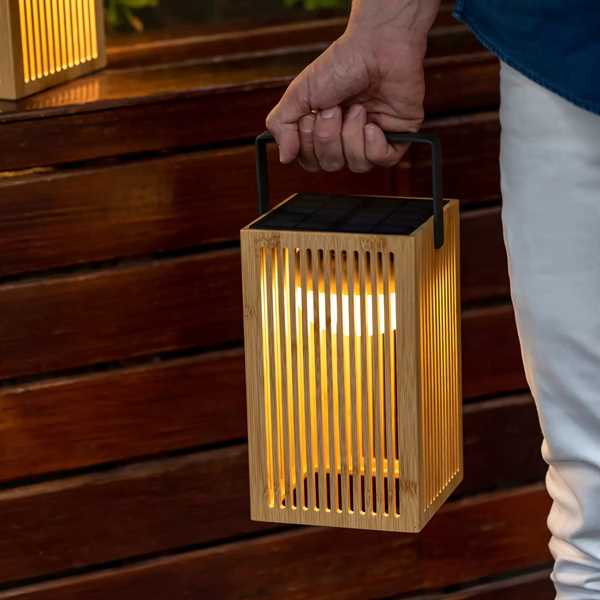 LANTERNA BAMBOO ESTERNO OKINAWA RICAR. SOLAR+USB CMØ14,5XH24