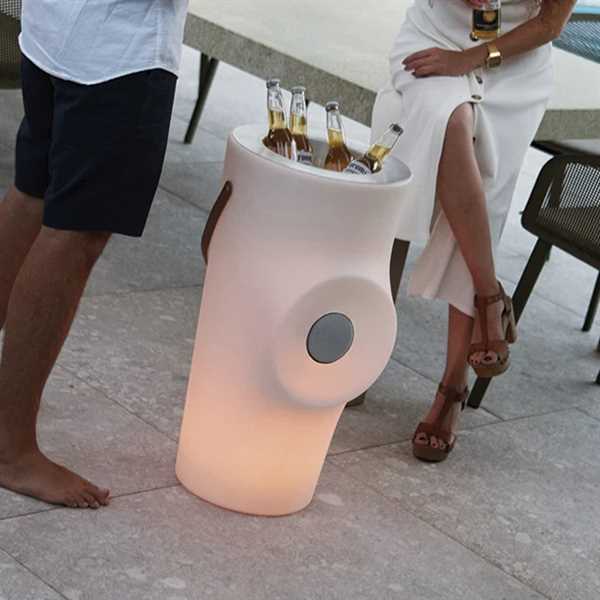 PORTABOTTIGLIE LUMINOSO WOODY C/SPEAKER E LED RGB CM.Ø39XH70