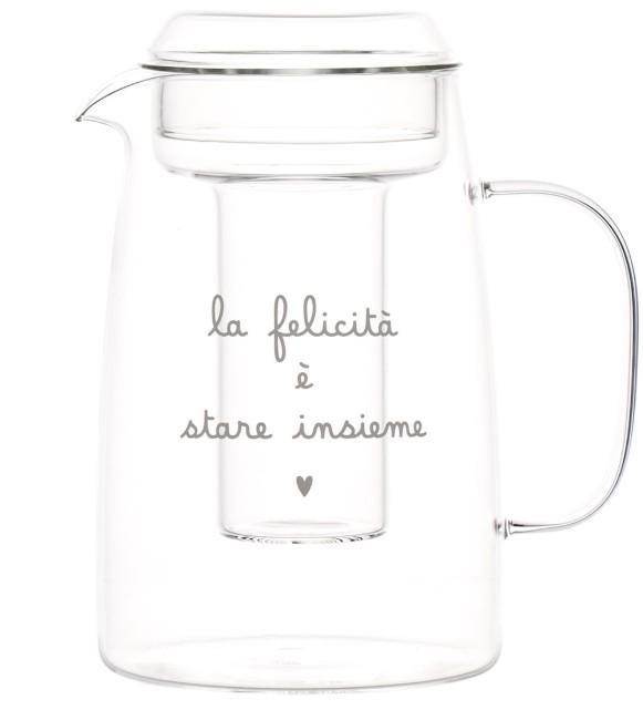 CARAFFA IN VETRO C/PORTAGHIA. LA FELICITA' E STARE INSIEME