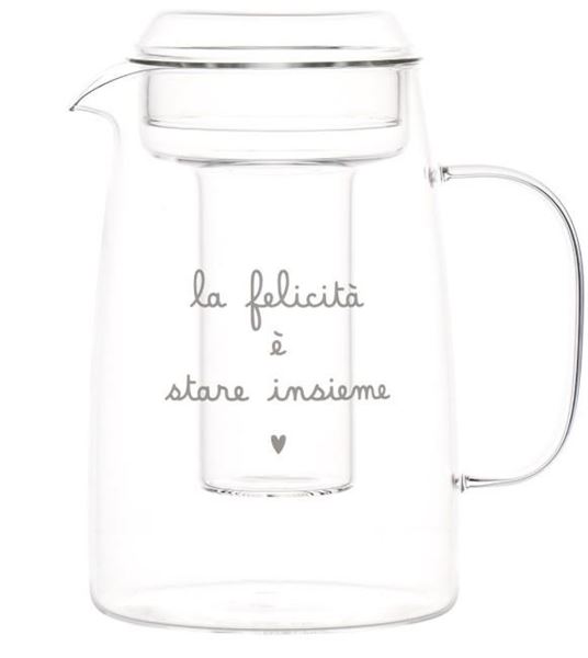 CARAFFA IN VETRO C/PORTAGHIA. LA FELICITA' E STARE INSIEME