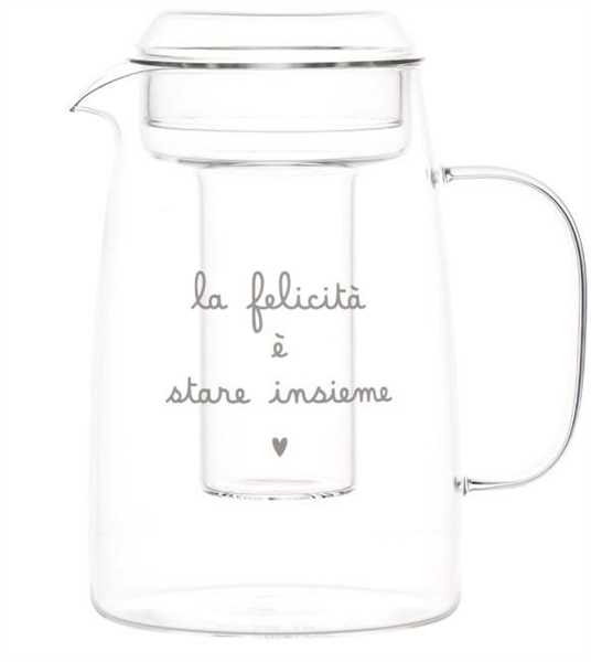 CARAFFA IN VETRO C/PORTAGHIA. LA FELICITA' E STARE INSIEME