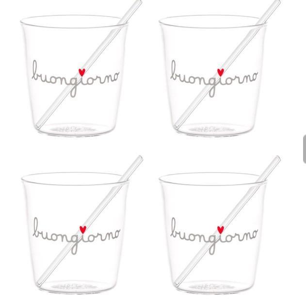 SET 4 BICCHIERINI VETRO CAFFE' BUONGIORNO