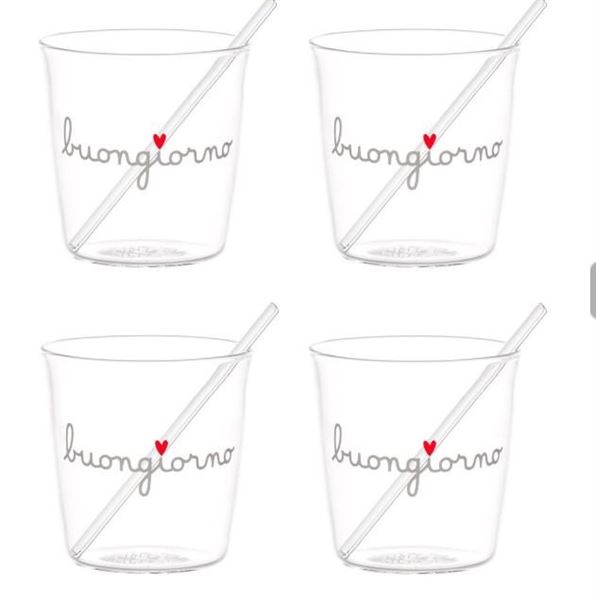 SET 4 BICCHIERINI VETRO CAFFE' BUONGIORNO