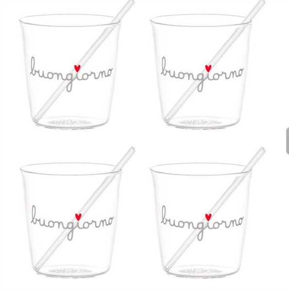 SET 4 BICCHIERINI VETRO CAFFE' BUONGIORNO