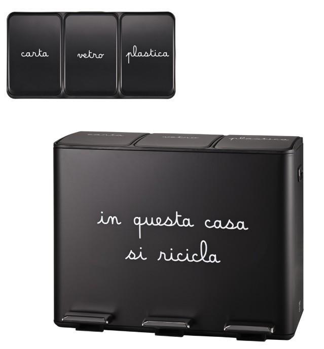 PATTUMIERA METALLO/PLASTICA NERA CM.61X33XH.47,5 3X15L