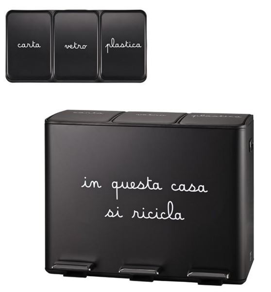 PATTUMIERA METALLO/PLASTICA NERA CM.61X33XH.47,5 3X15L