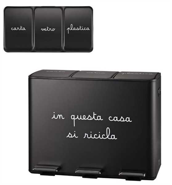 PATTUMIERA METALLO/PLASTICA NERA CM.61X33XH.47,5 3X15L