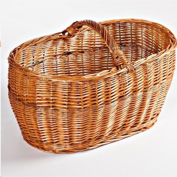 CESTO OVALE VIMINI ROSSO C/MAN.BASSO 62X39H40 MADE IN CROAZI