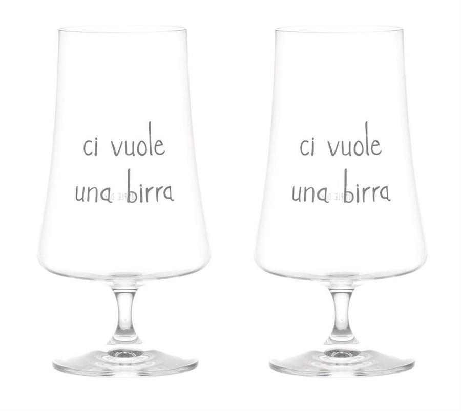 SET 2 CALICI VETRO CI VUOLE UNA BIRRA 55CL