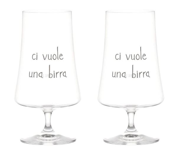 SET 2 CALICI VETRO CI VUOLE UNA BIRRA 55CL