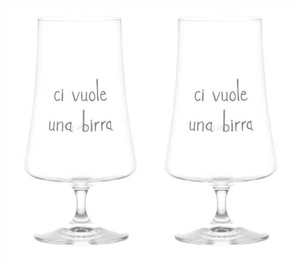 SET 2 CALICI VETRO CI VUOLE UNA BIRRA 55CL