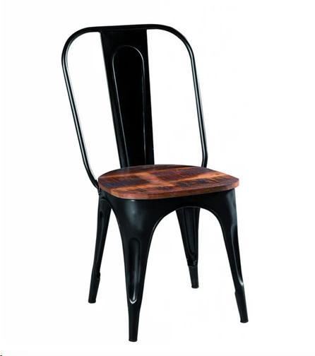 SEDIA COOK NERA METALLO E LEGNO 40X40X92H