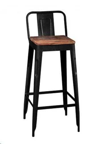 SGABELLO COOK NERO METALLO E LEGNO 34X34X99H