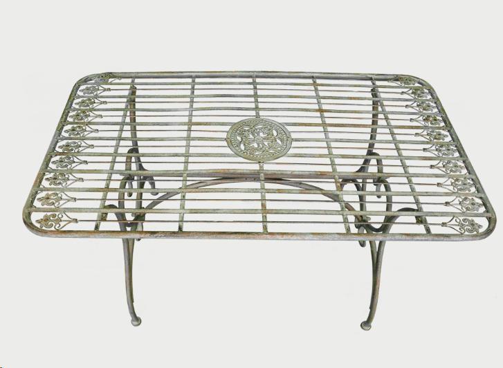 TAVOLO VERDE FUMO IN FERRO CM H.56X106X60