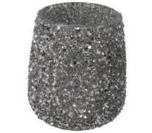 PORTACANDELA IN VETRO PERLE ARGENTO 10CM