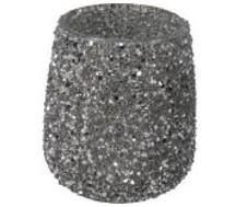 PORTACANDELA IN VETRO PERLE ARGENTO 10CM