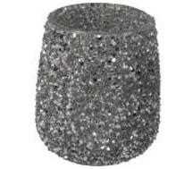 PORTACANDELA IN VETRO PERLE ARGENTO 10CM