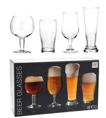 SET 4PZ BICCHIERI VETRO DEGUSTAZIONE BIRRE 600/450/400/370ML