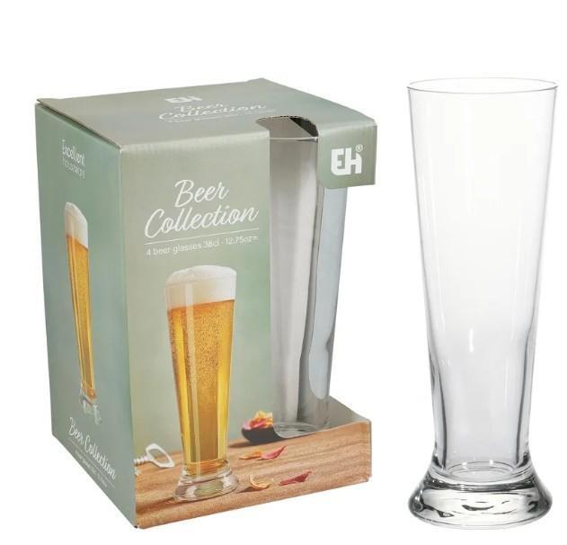 SET 4PZ BICCHIERI VETRO  BIRRA 380ML ASS