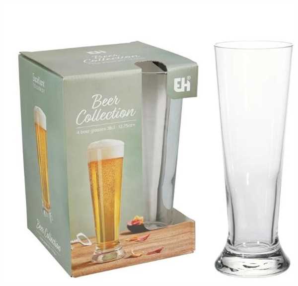 SET 4PZ BICCHIERI VETRO  BIRRA 380ML ASS