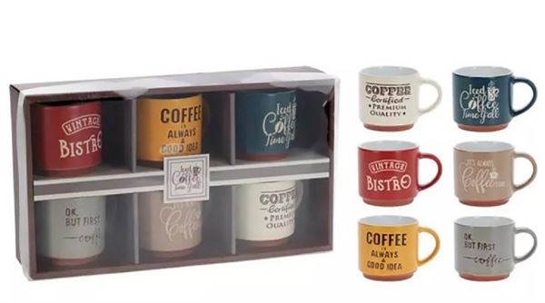 CONFEZIONE 6 MUG CERAMICA 120ML