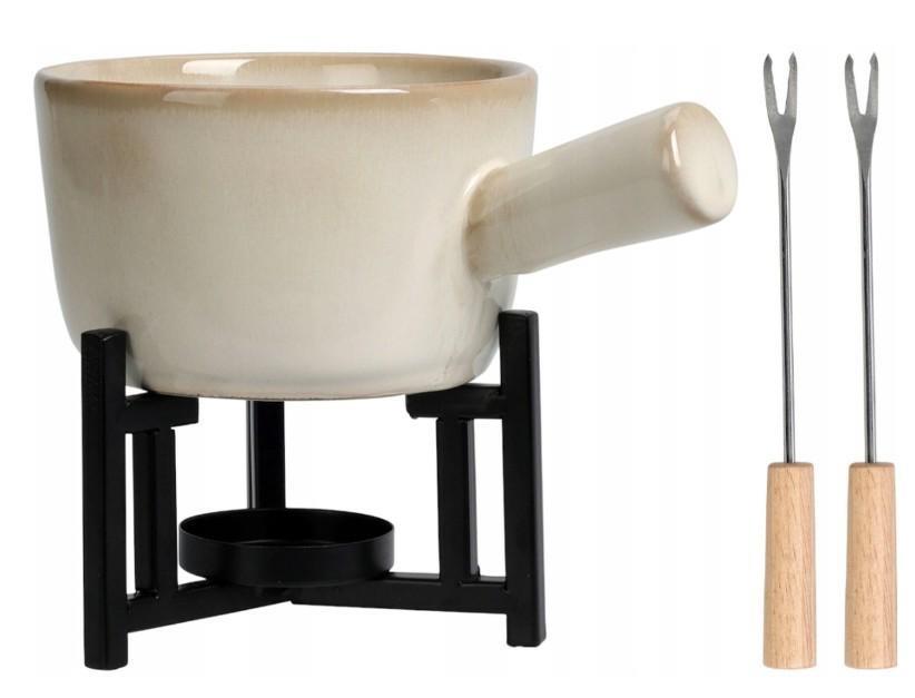 SET FONDUTA PORCELLANA/METALLO 17.6x11.9x7.5