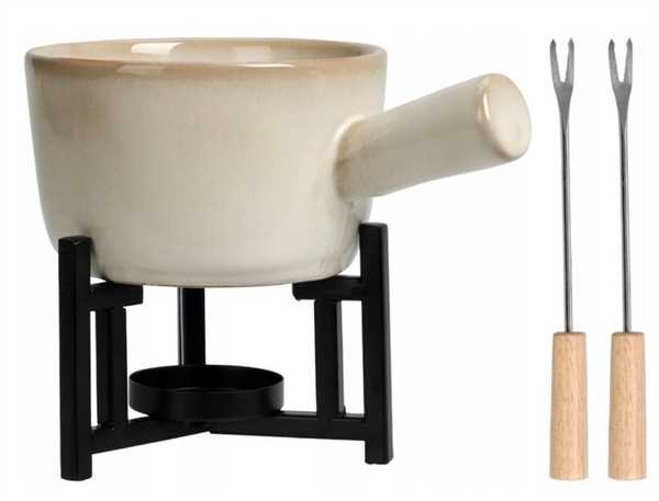 SET FONDUTA PORCELLANA/METALLO 17.6x11.9x7.5
