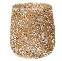 P/CANDELA VETRO PERLE ORO 13CM