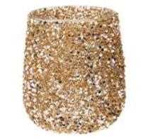 P/CANDELA VETRO PERLE ORO 13CM
