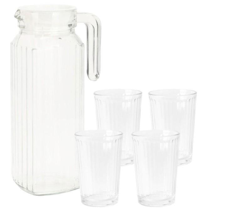 CARAFFA 1LT+4 BICCHIERI 200ML POLIPROPILENE