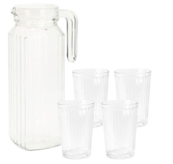 CARAFFA 1LT+4 BICCHIERI 200ML POLIPROPILENE