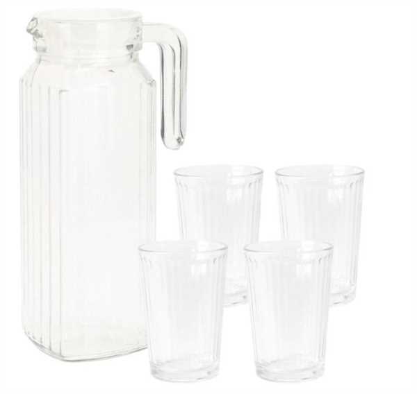 CARAFFA 1LT+4 BICCHIERI 200ML POLIPROPILENE