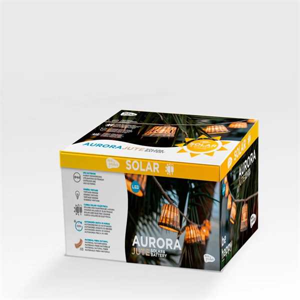 GHIRLANDA AURORA 10 LUCI CALDE BAMBOO/RATTAN SOLAR+USB 8MT