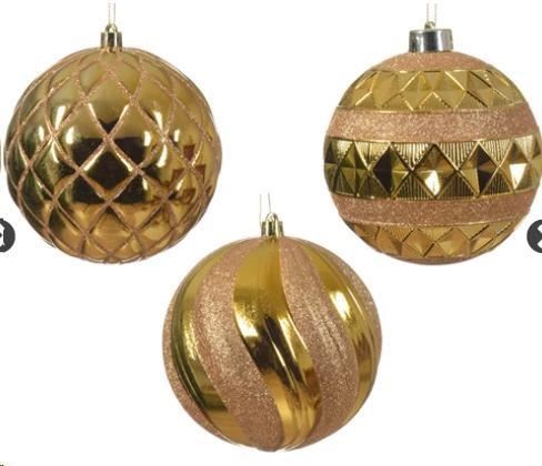 SFERA POLISTIRENE SHINY 3ASS LIGHT GOLD D.12CM