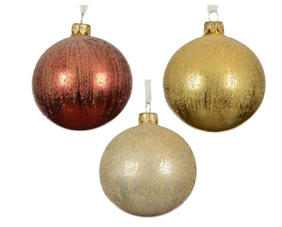 PALLINA IN VETRO GLITTER  3COL.ASS. D.8CM