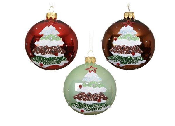 PALLINA IN VETRO ALBERO NATALE 3COL.ASS. D.8CM