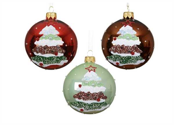 PALLINA IN VETRO ALBERO NATALE 3COL.ASS. D.8CM